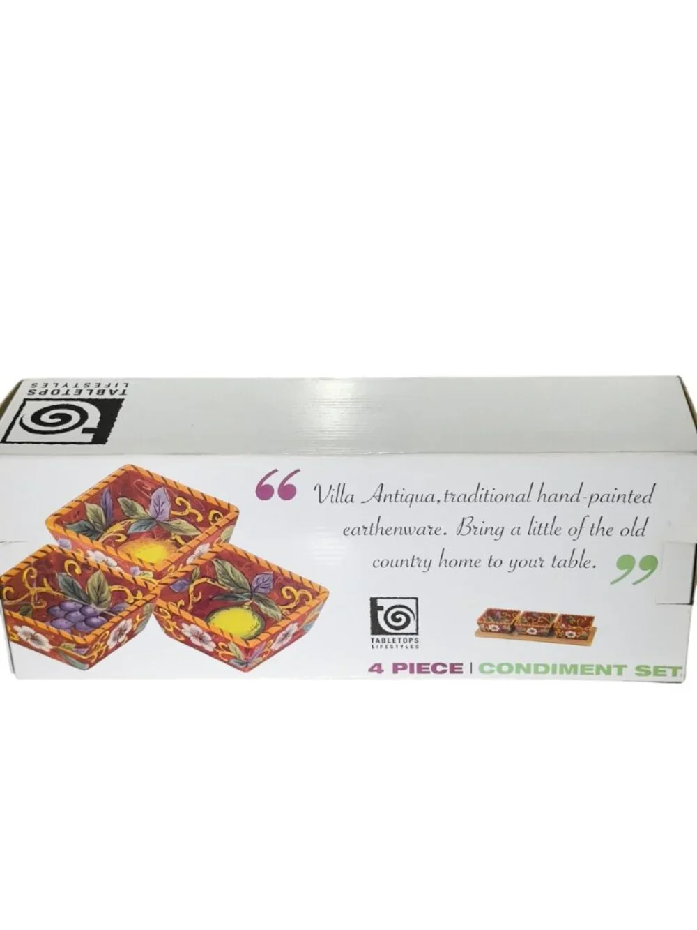 Tabletops Lifestyles Villa Antiqua 4-Piece Hand-Painted Condiment Set
